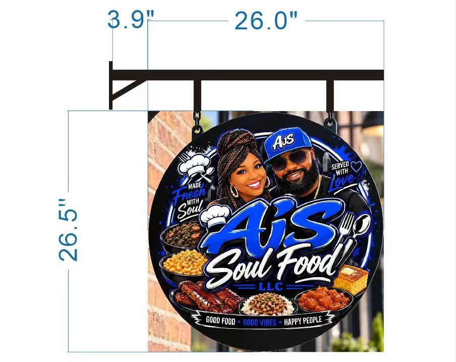 Custom Metal Printed Double Sided Blade Sign (Non Illuminated) For Amorae Bell