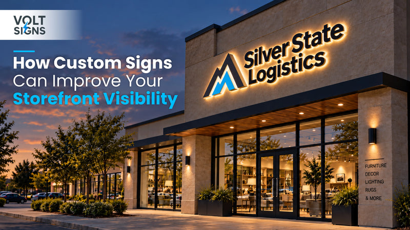 Modern retail storefront featuring illuminated 3D LED backlit business signage at dusk, showcasing how custom signs improve storefront visibility.