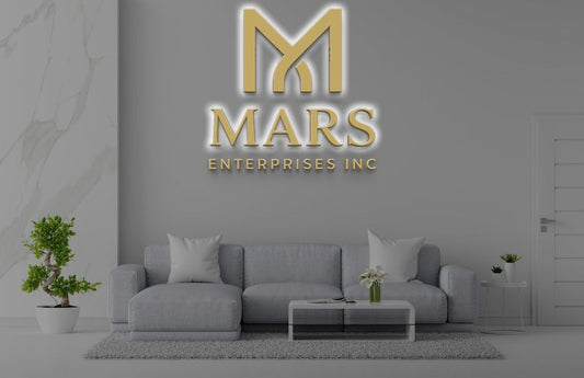 Custom Gold Metal Backlit Sign For Mukti