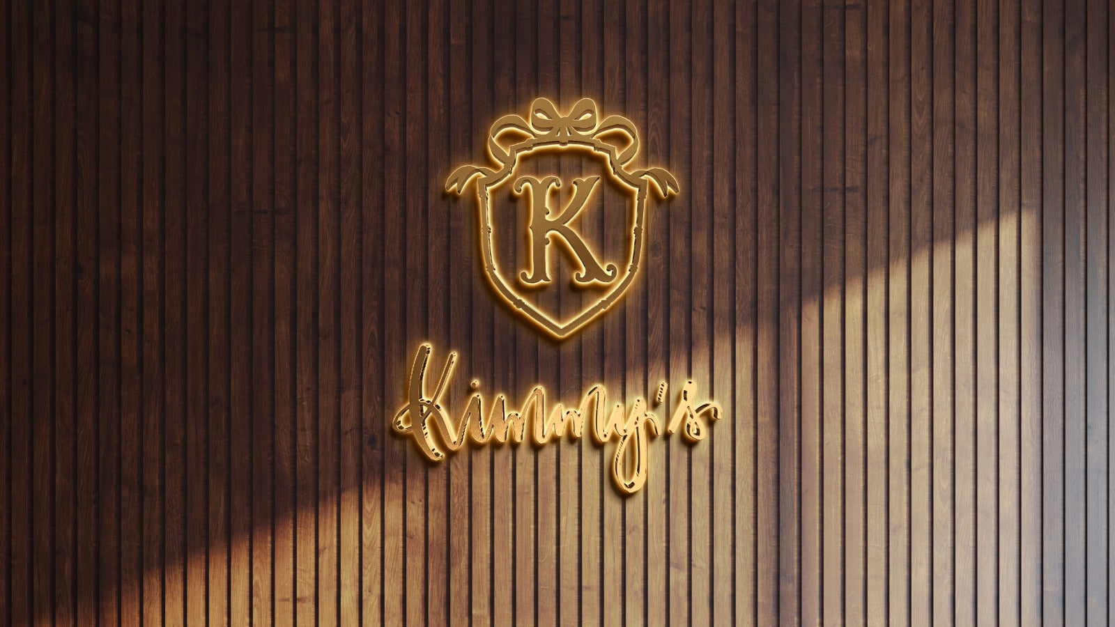 Custom Gold Metal Backlit Sign For Kimmy's
