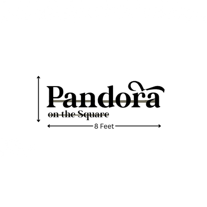 Pandora on the Square custom sign size drawing showing 8 feet width for Volt Signs signage design planning.