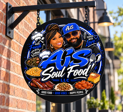 Custom Metal Printed Double Sided Blade Sign (Non Illuminated) For Amorae Bell