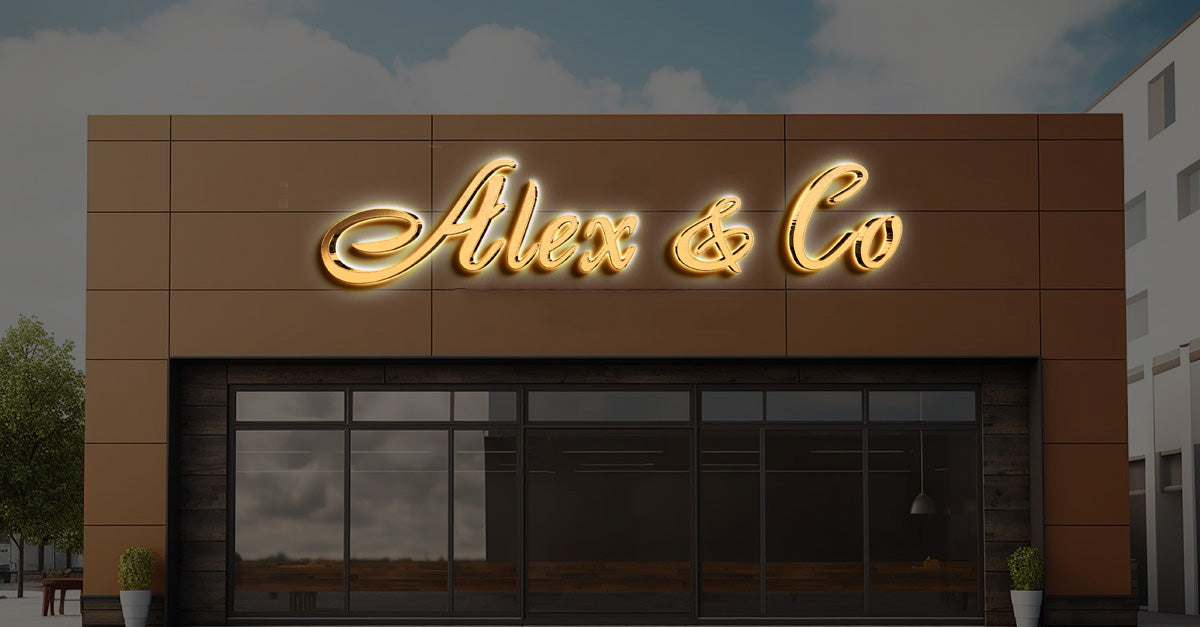 Custom Gold Metal Backlit Sign For Alex
