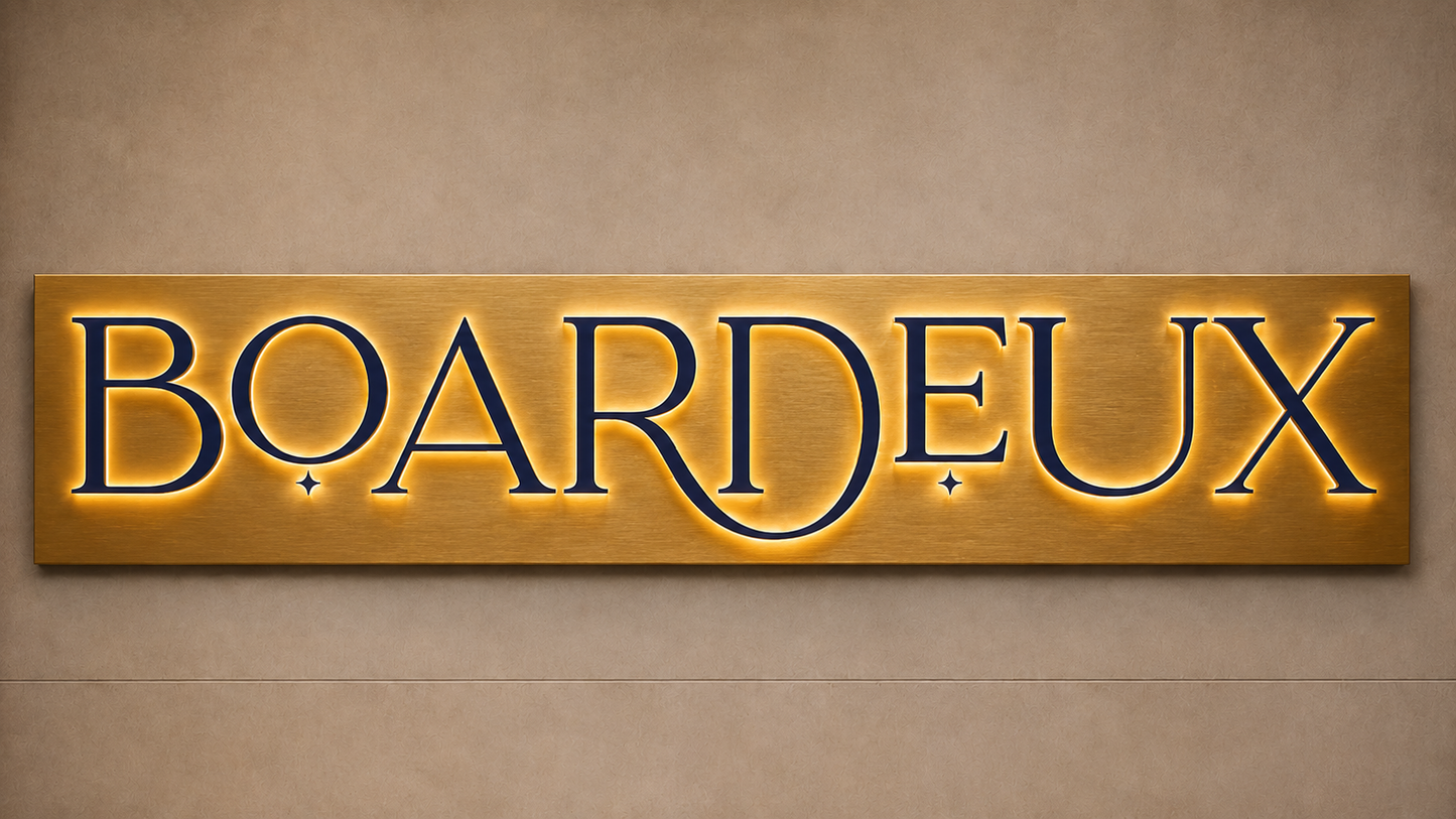 Custom 3D Metal Backlit With Gold Metal Backboard Sign For Rachel McDougall
