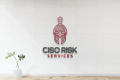 Ciso Risk metal business sign design mockup showing logo style and finish, design mockup by Volt Signs