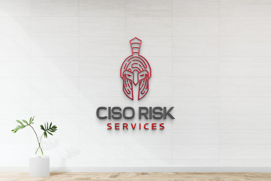 Ciso Risk metal business sign design mockup showing logo style and finish, design mockup by Volt Signs