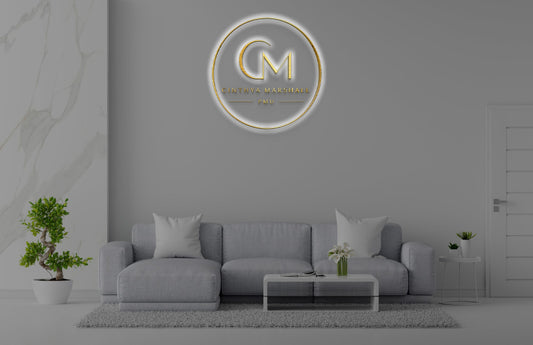 Custom Gold Metal Backlit Sign For Cinthya Marshall