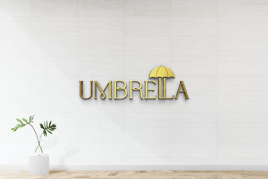 Umbrella metal business sign, main view for custom commercial branding, main view by Volt Signs