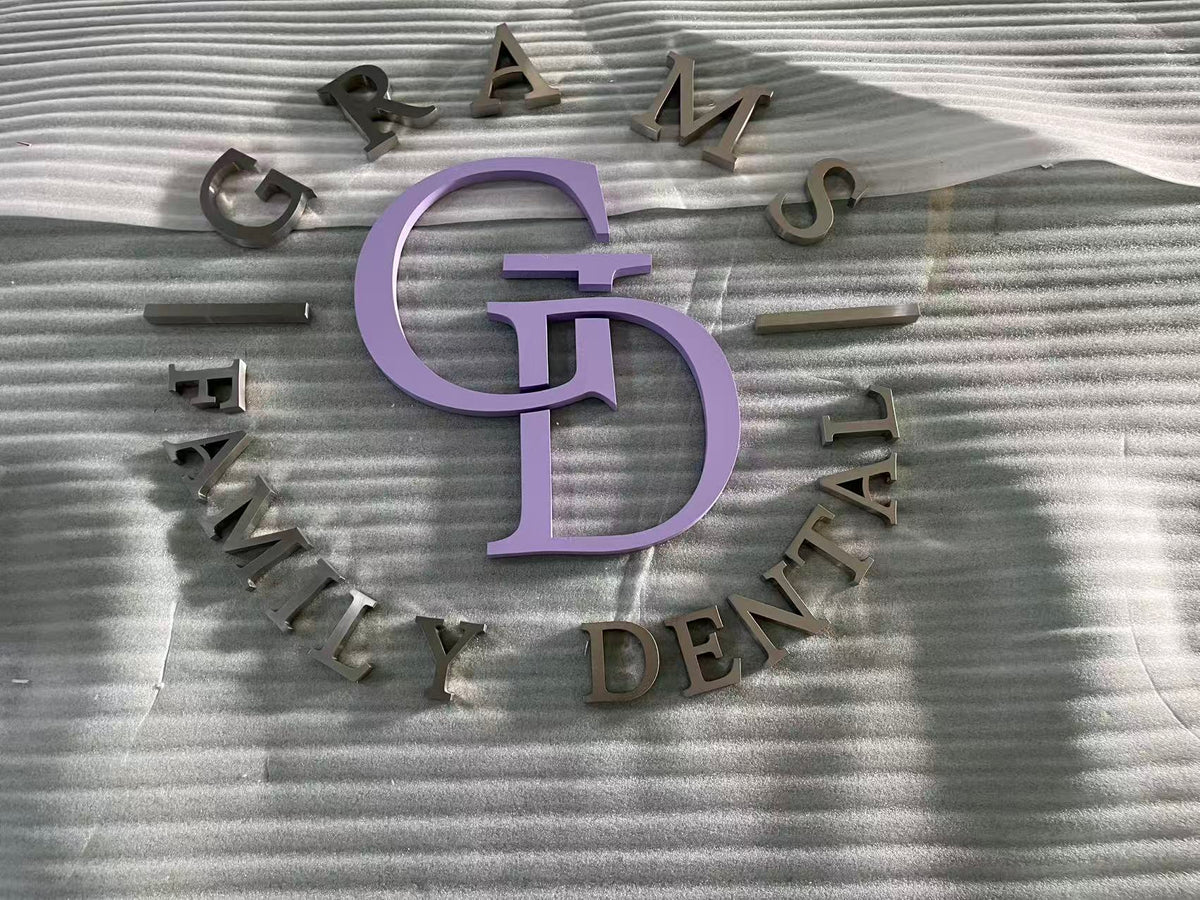 Grams custom business sign, main view for custom commercial branding, main view by Volt Signs