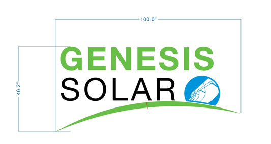 GENESIS SOLAR custom business sign, main view for custom commercial branding, main view by Volt Signs