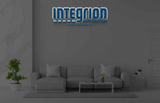 INTEQNION acrylic backlit sign, main view for custom commercial branding, main view by Volt Signs