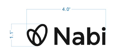 Nabi metal business sign size drawing with layout dimensions for fabrication, size drawing by Volt Signs
