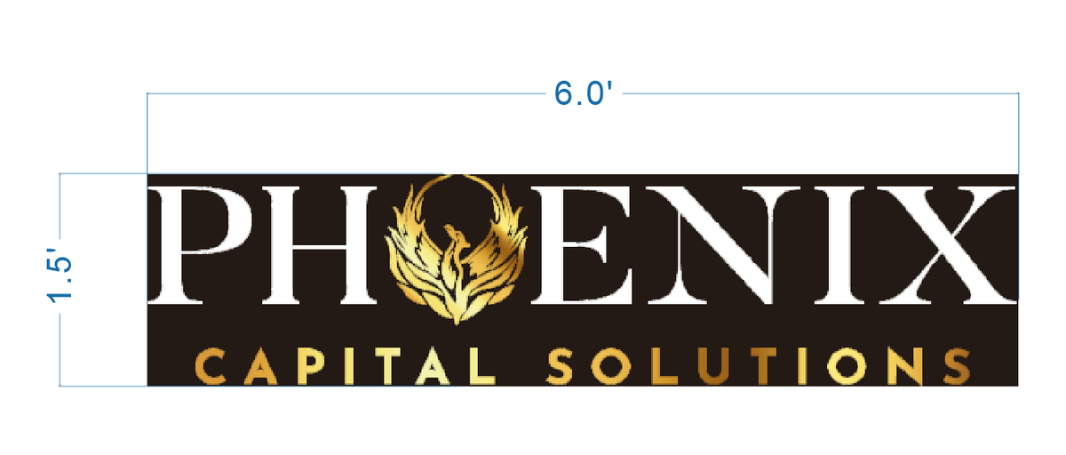Phoenix custom business sign size drawing with layout dimensions for fabrication