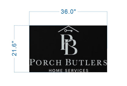 Porch metal backlit sign size drawing with layout dimensions for fabrication, size drawing by Volt Signs
