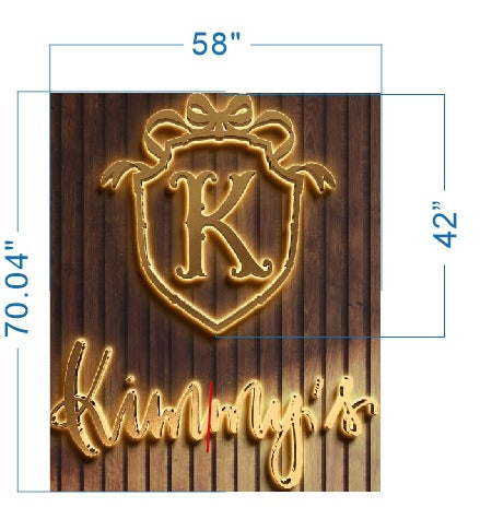 Custom Gold Metal Backlit Sign For Kimmy's