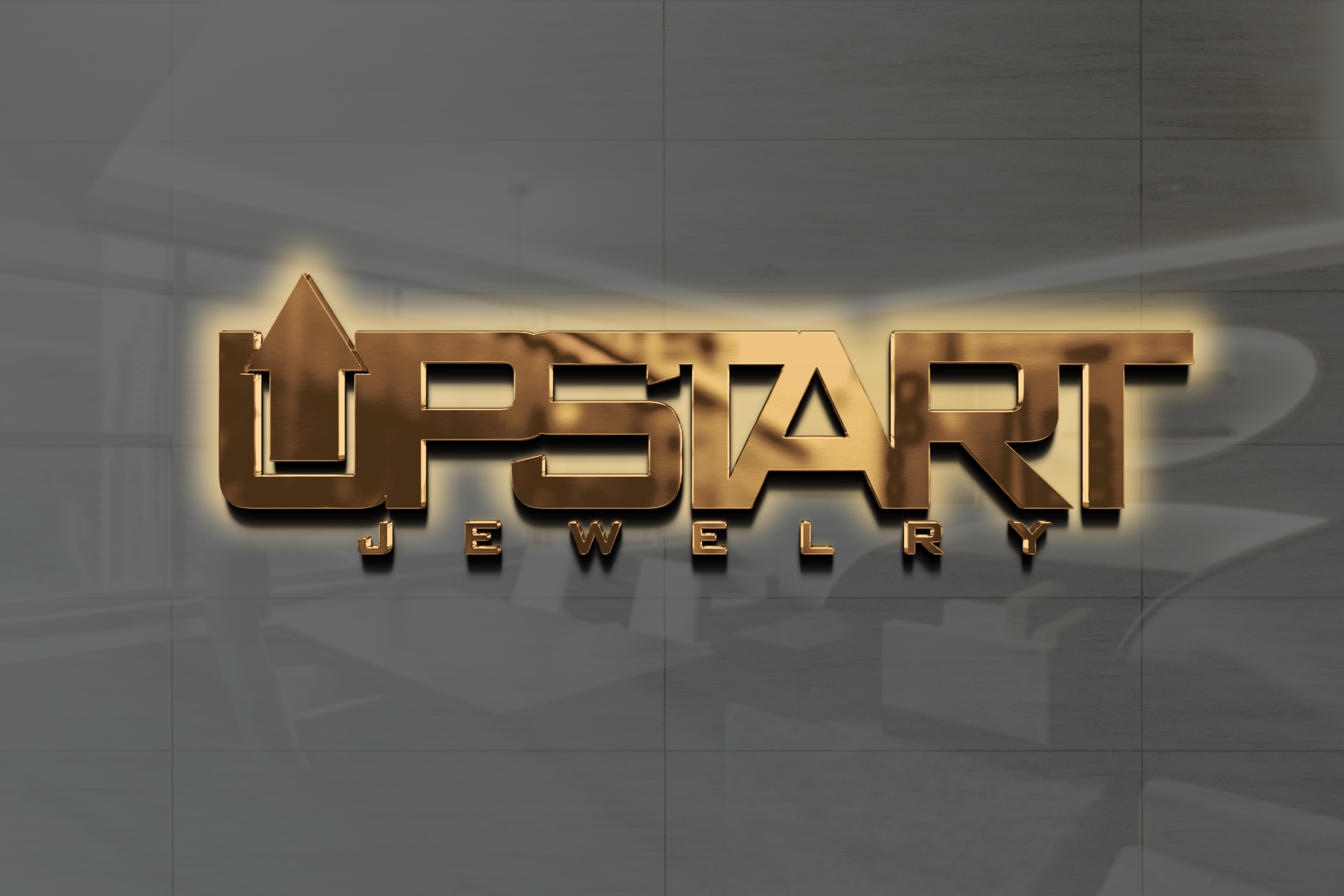 Custom Gold Metal Backlit Sign for Upstart Jewelry